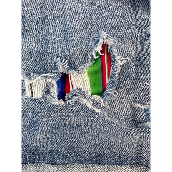 Judy Blue Women's Distressed Denim Shorts with Colorful Patches Size L - Picture 2 of 13